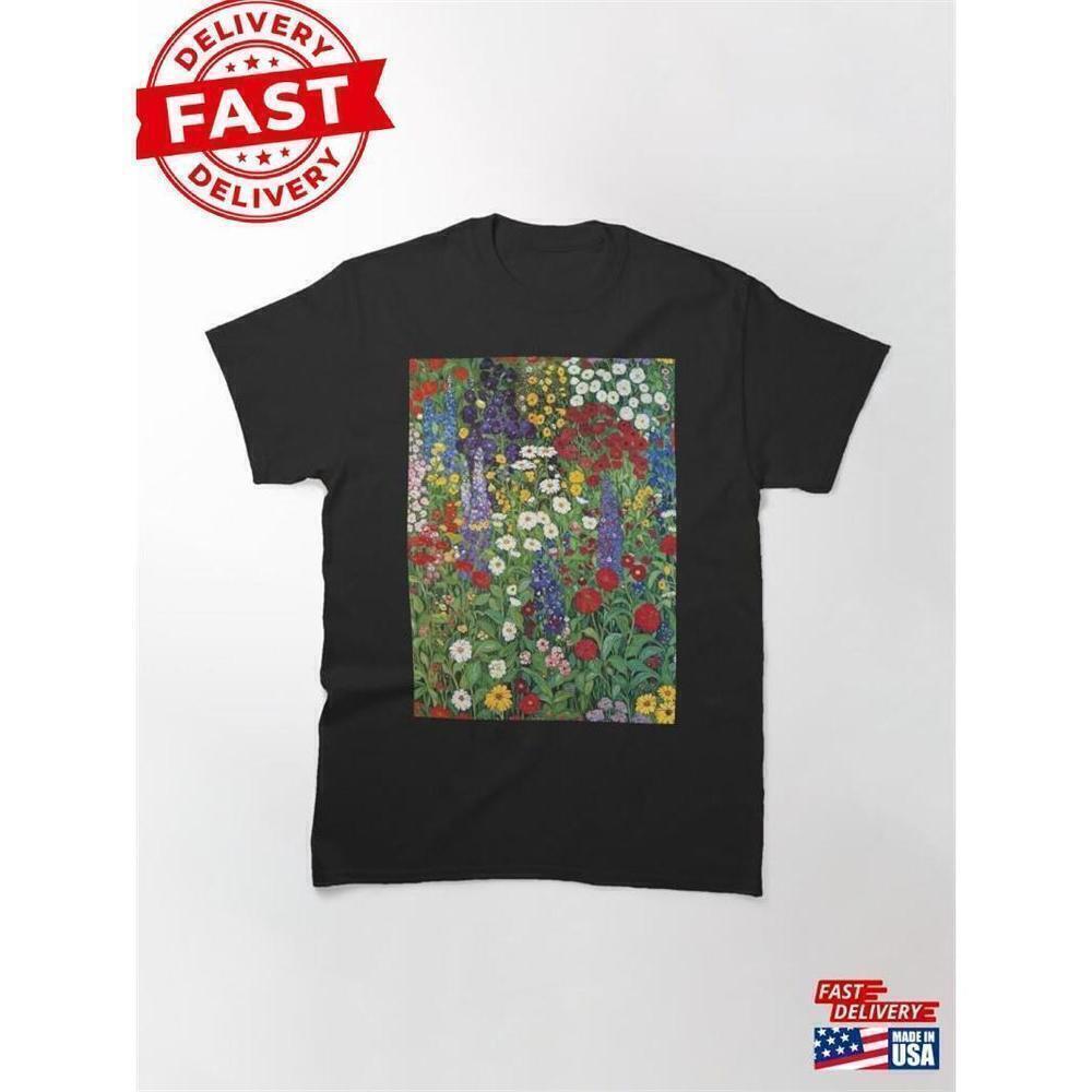 Flower Garden Klimt Style Fine Art Floral Graphic T-Shirt